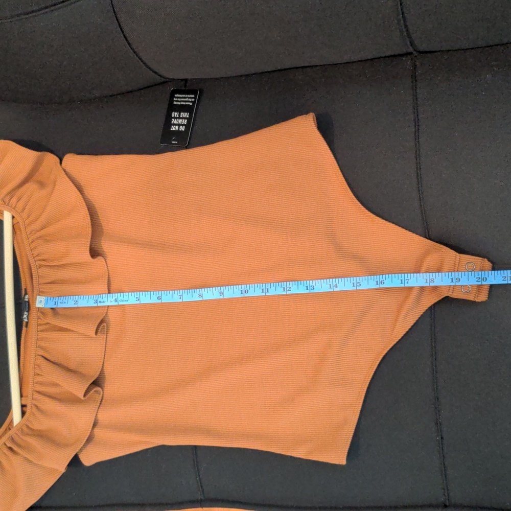 Express Ribbed Ruffled Off the Shoulder Bodysuit - Picture 3 of 8